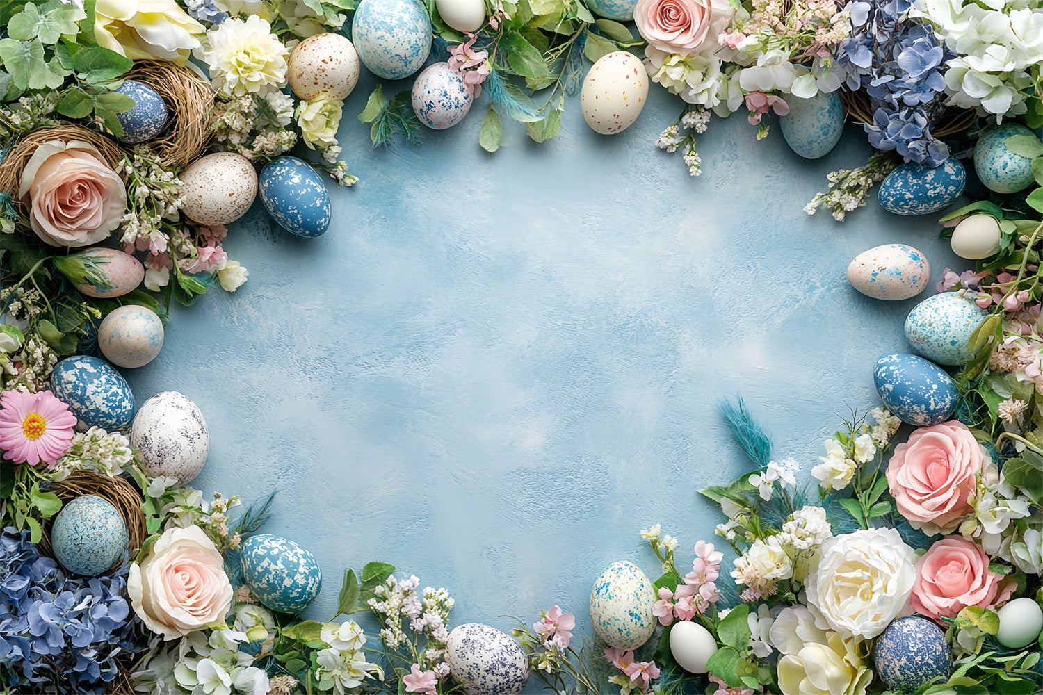 Photography Easter Backdrop Spring Blue Egg Floral Backdrop BRP12-753