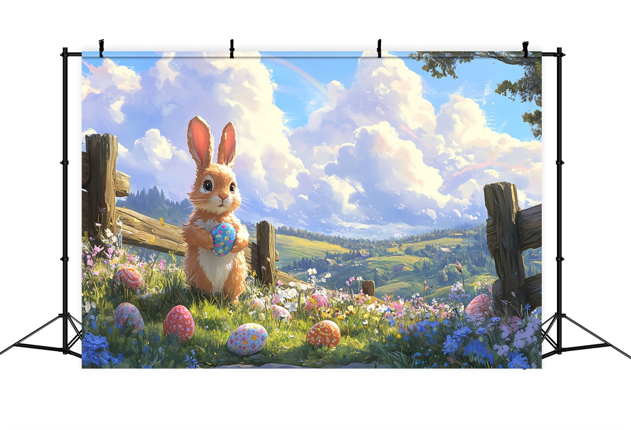 Photo Backdrops Easter Bunny Colorful Egg Meadow Backdrop BRP12-755