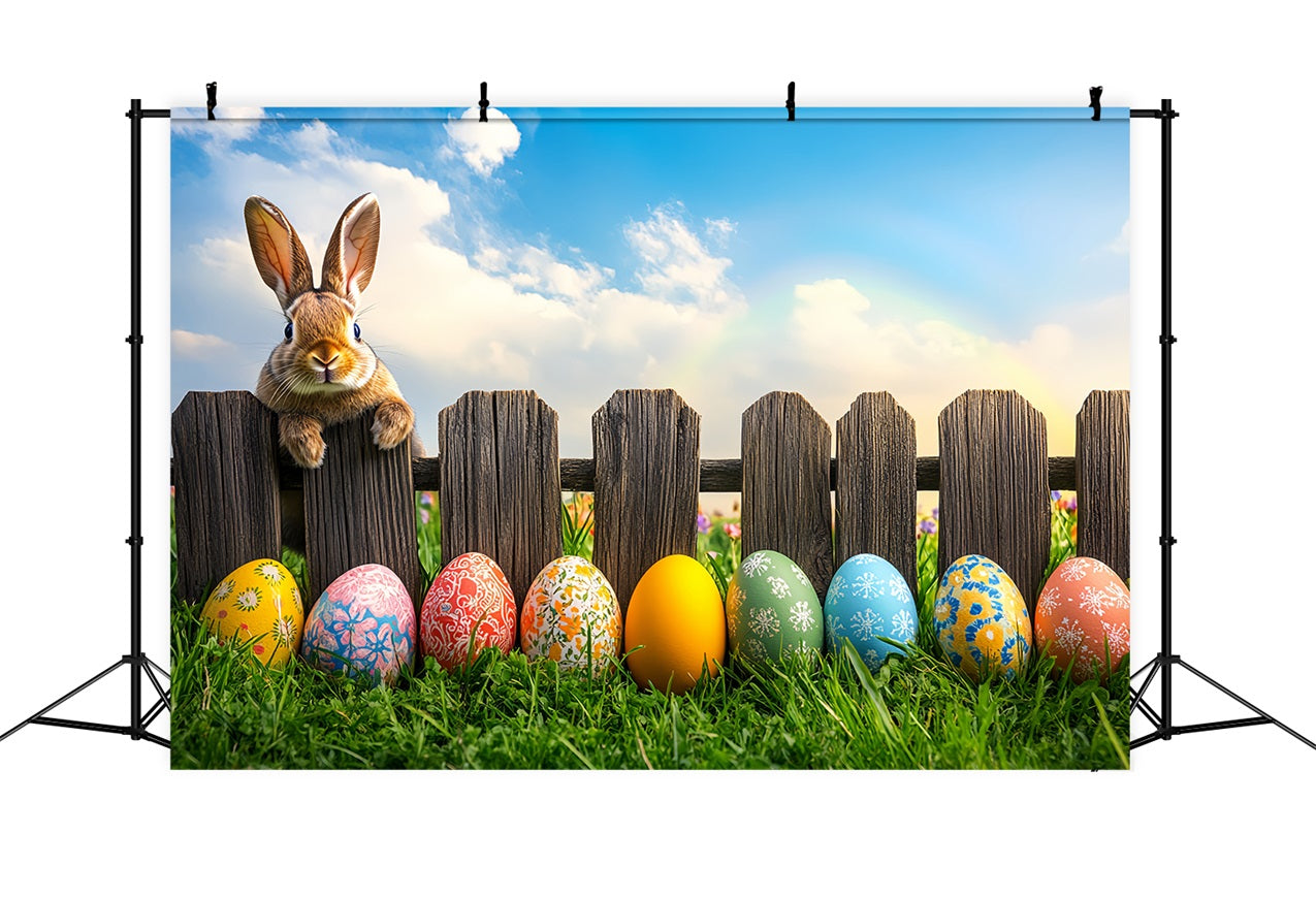 Easter Photoshoot Backdrop Wooden Fence Bunny Egg Backdrop BRP12-756