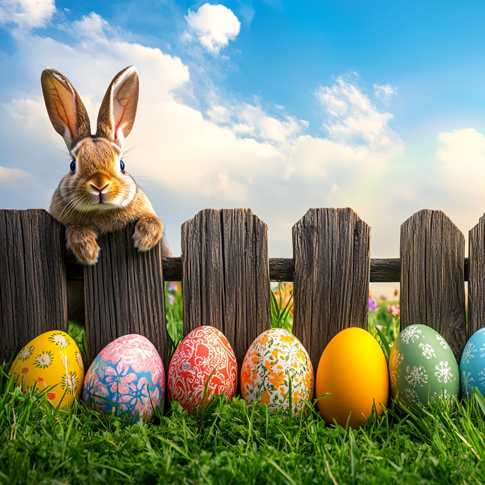 Easter Photoshoot Backdrop Wooden Fence Bunny Egg Backdrop BRP12-756