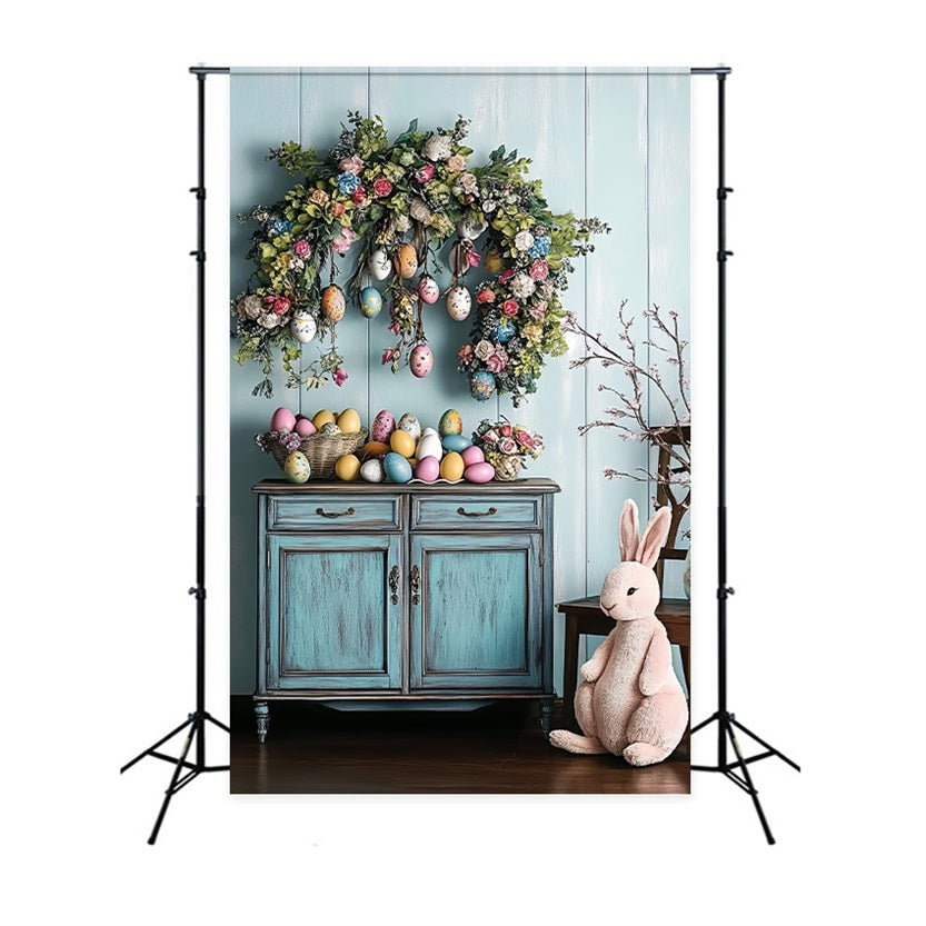 Backdrop For Easter Cabinet Egg Floral Wreath Backdrop BRP12-759