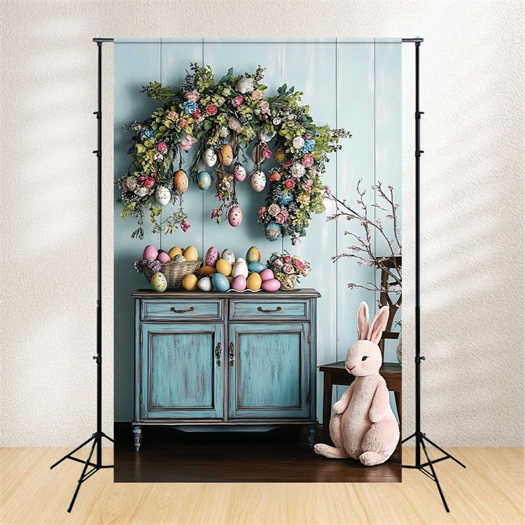 Backdrop For Easter Cabinet Egg Floral Wreath Backdrop BRP12-759