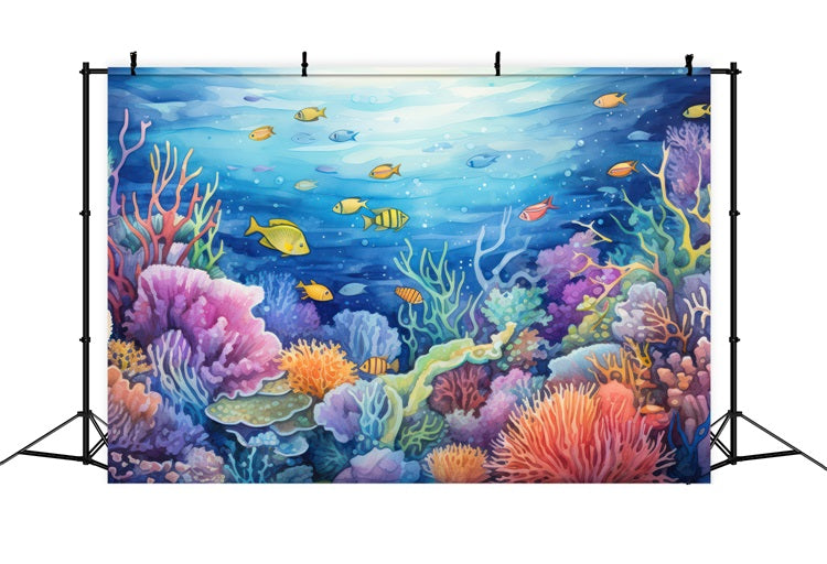 Mermaid Backdrop Ideas Coral Garden Tropical Fish Backdrop BRP12-76