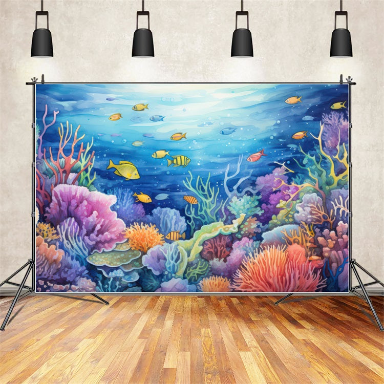 Mermaid Backdrop Ideas Coral Garden Tropical Fish Backdrop BRP12-76