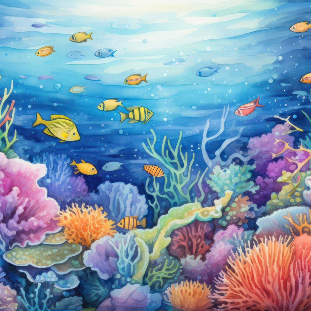 Mermaid Backdrop Ideas Coral Garden Tropical Fish Backdrop BRP12-76