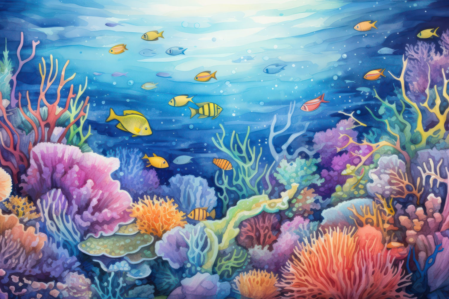 Mermaid Backdrop Ideas Coral Garden Tropical Fish Backdrop BRP12-76