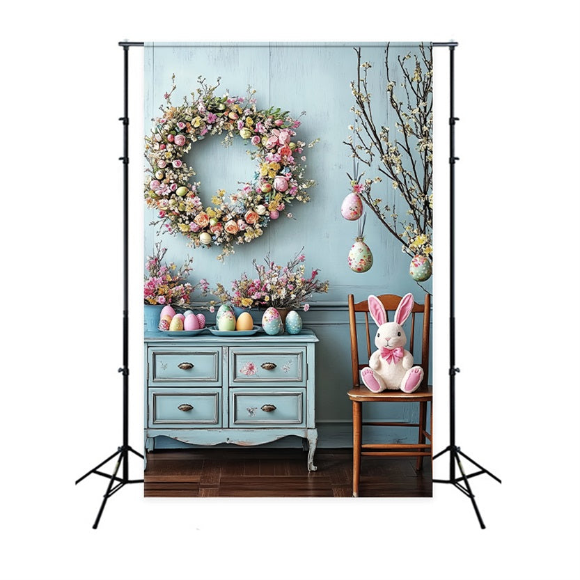 Easter Backdrops Ideas Wreath Bunny Eggs Backdrop BRP12-760