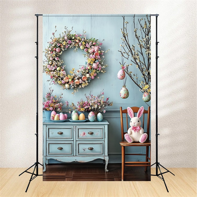 Easter Backdrops Ideas Wreath Bunny Eggs Backdrop BRP12-760