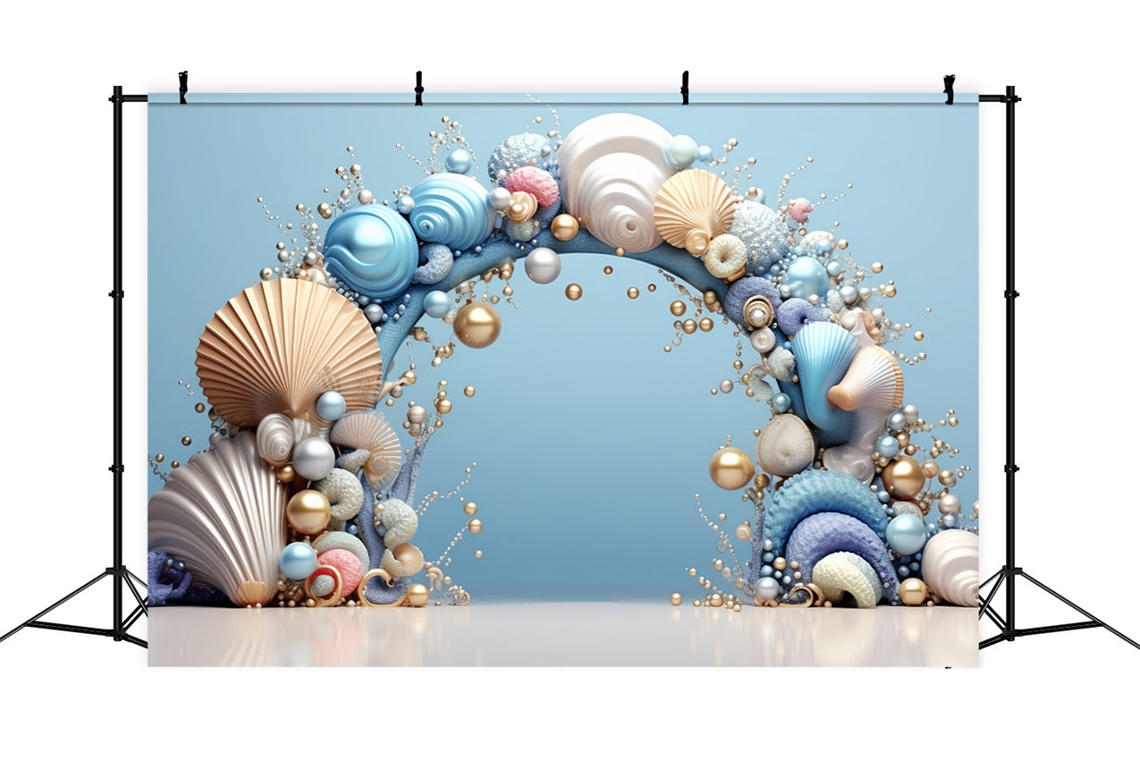 Mermaid Birthday Backdrop Elegant Seashell Archway Decor Backdrop BRP12-77