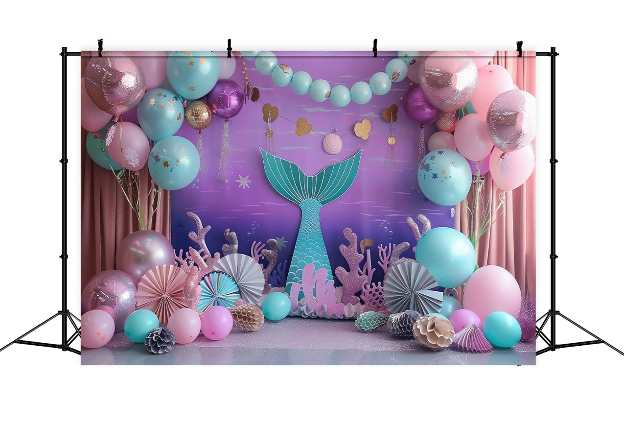 Mermaid Party Backdrop Fantasy Balloon Decor Backdrop BRP12-79