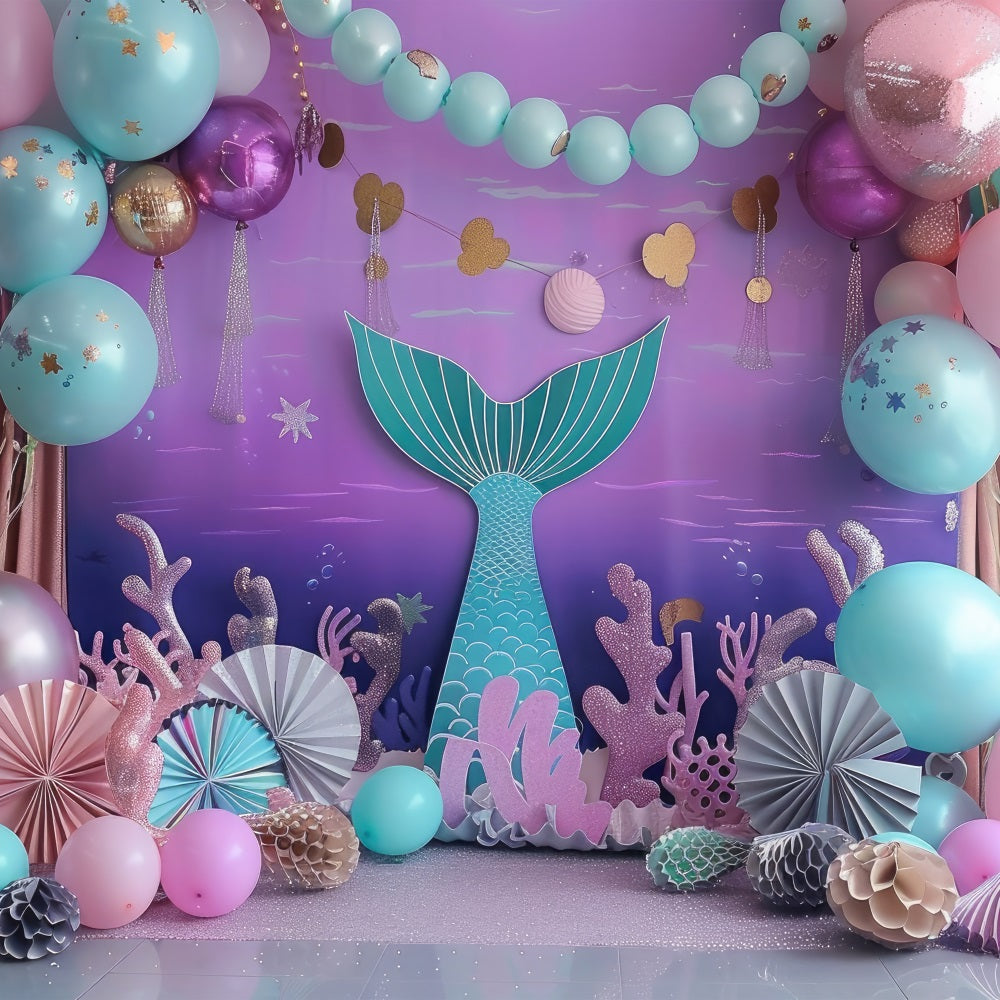 Mermaid Party Backdrop Fantasy Balloon Decor Backdrop BRP12-79