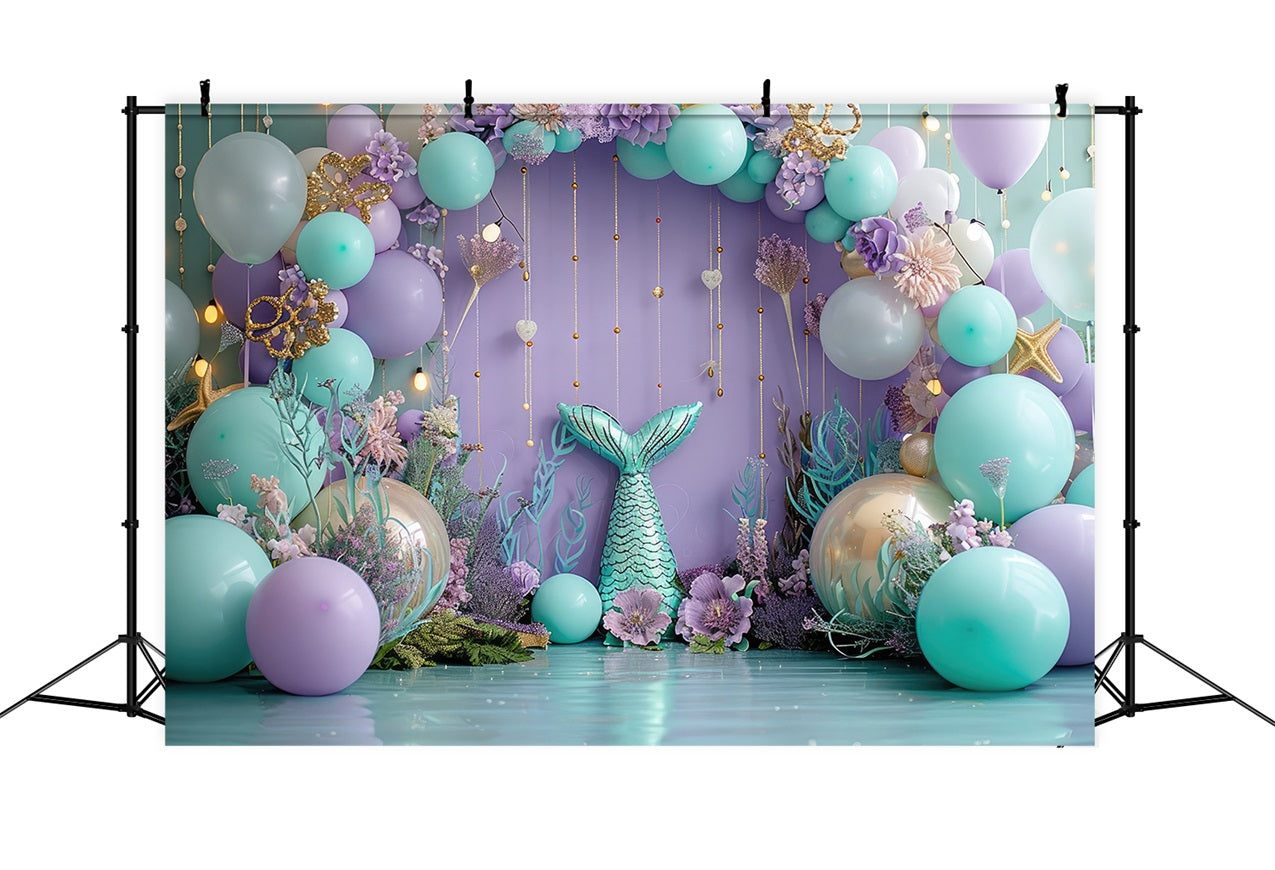 Mermaid Theme Backdrop Ocean Party Arch Balloon Backdrop BRP12-82