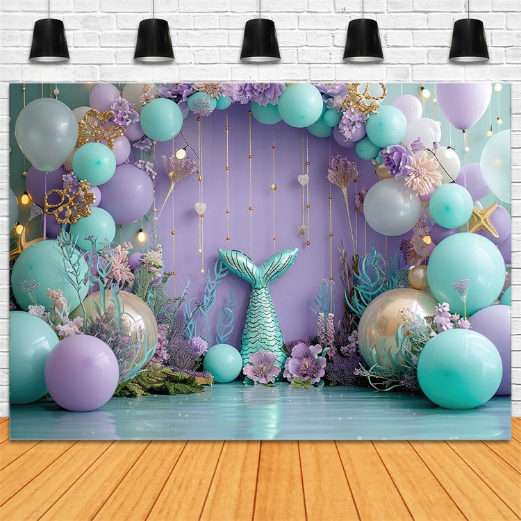 Mermaid Theme Backdrop Ocean Party Arch Balloon Backdrop BRP12-82