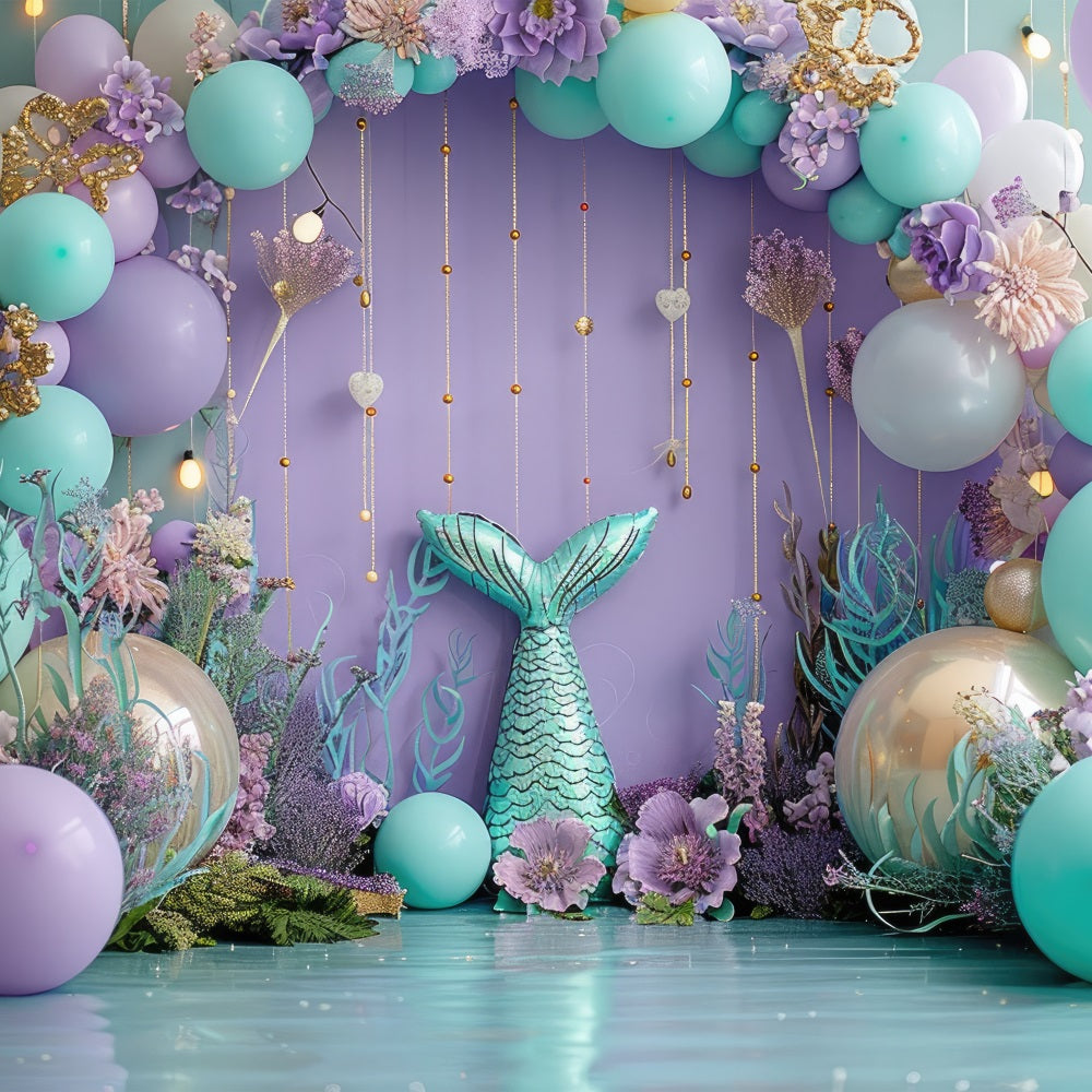 Mermaid Theme Backdrop Ocean Party Arch Balloon Backdrop BRP12-82