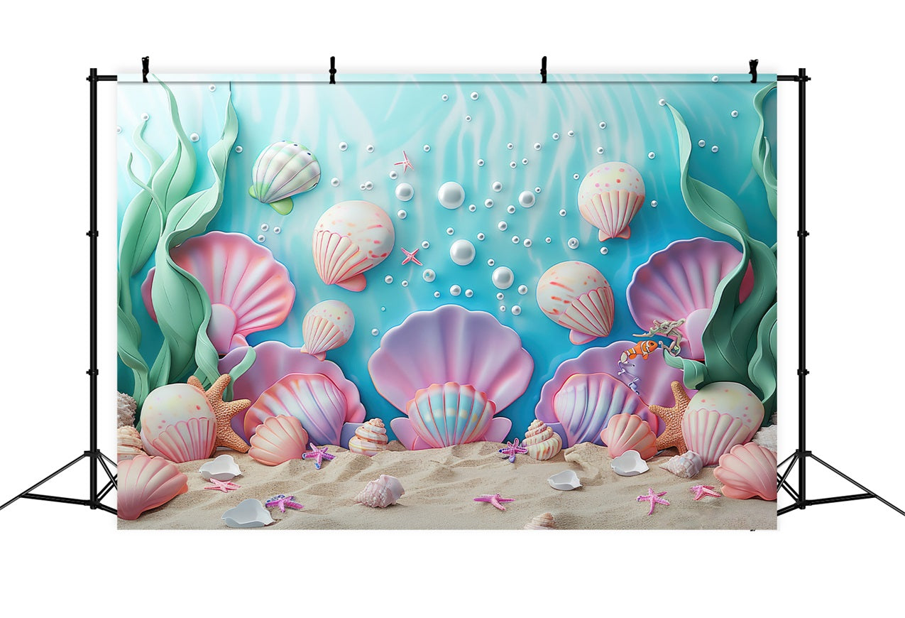 Backdrop Mermaid Fantasy Seashell Paradise Under Sea Backdrop BRP12-84