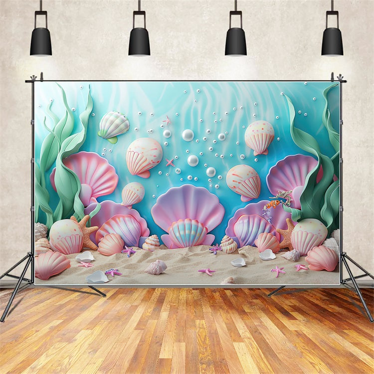 Backdrop Mermaid Fantasy Seashell Paradise Under Sea Backdrop BRP12-84