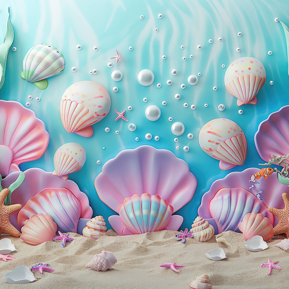 Backdrop Mermaid Fantasy Seashell Paradise Under Sea Backdrop BRP12-84