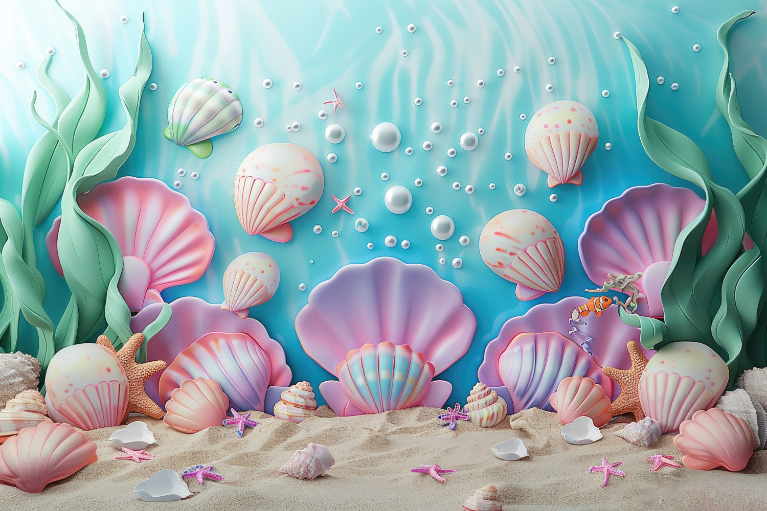 Backdrop Mermaid Fantasy Seashell Paradise Under Sea Backdrop BRP12-84