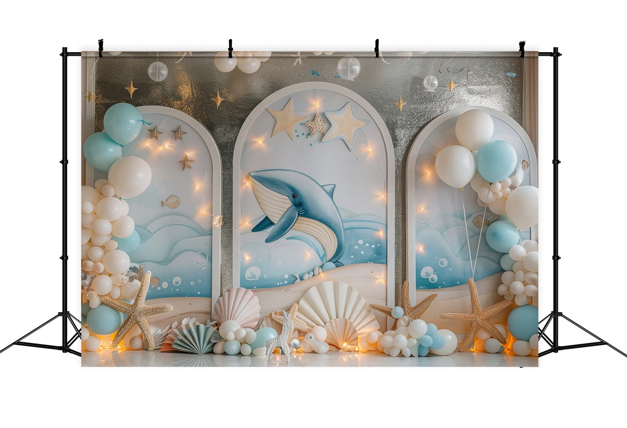 Mermaid Party Backdrops Oceanic Whale Fantasy Balloon Backdrop BRP12-88