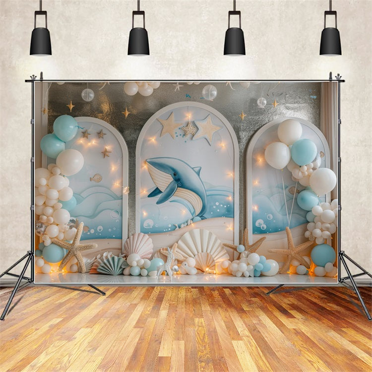 Mermaid Party Backdrops Oceanic Whale Fantasy Balloon Backdrop BRP12-88