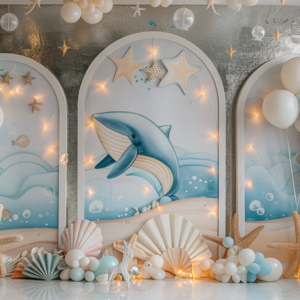 Mermaid Party Backdrops Oceanic Whale Fantasy Balloon Backdrop BRP12-88