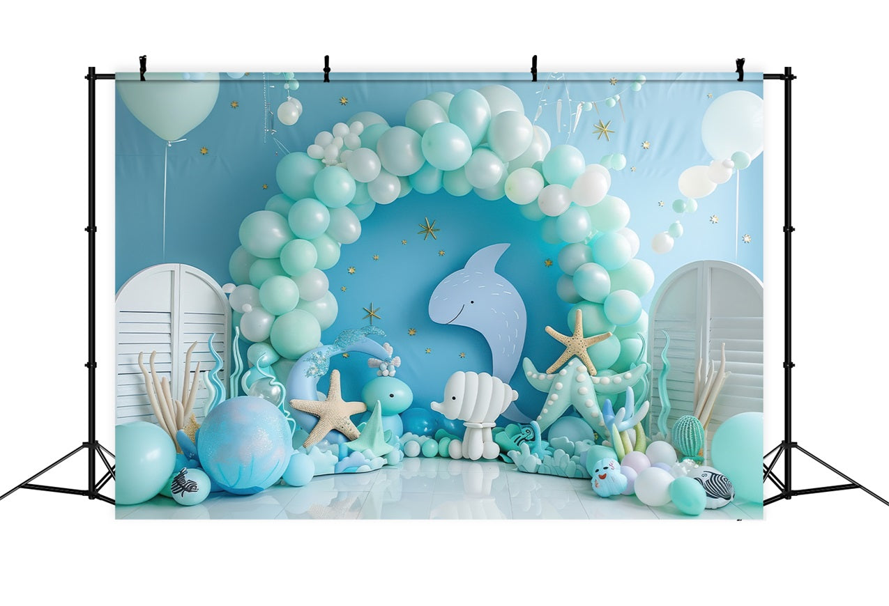 Mermaid Party Backdrops Delightful Ocean Arch Balloon Backdrop BRP12-91