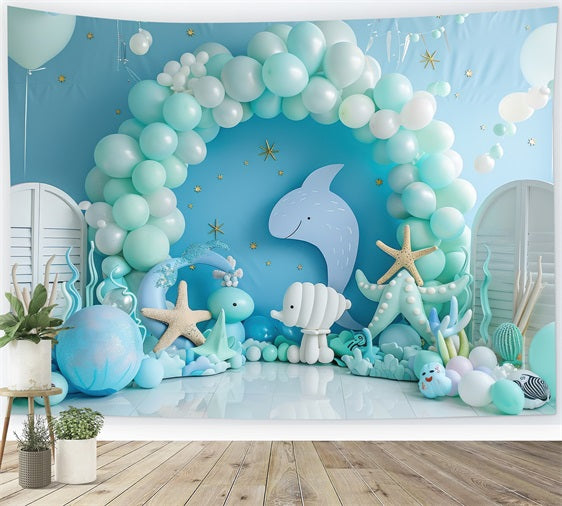 Mermaid Party Backdrops Delightful Ocean Arch Balloon Backdrop BRP12-91