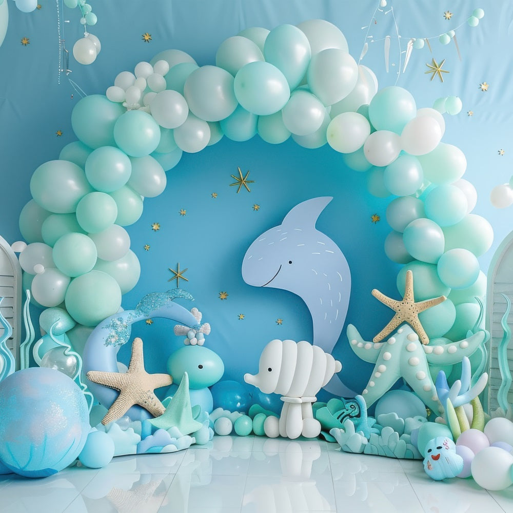 Mermaid Party Backdrops Delightful Ocean Arch Balloon Backdrop BRP12-91