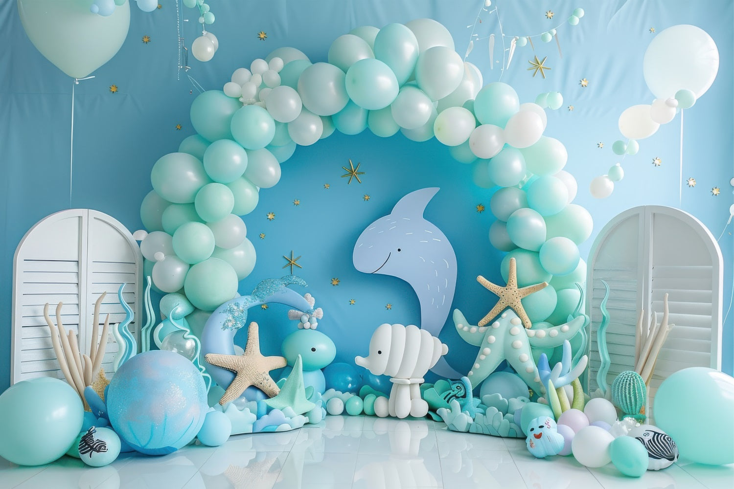 Mermaid Party Backdrops Delightful Ocean Arch Balloon Backdrop BRP12-91