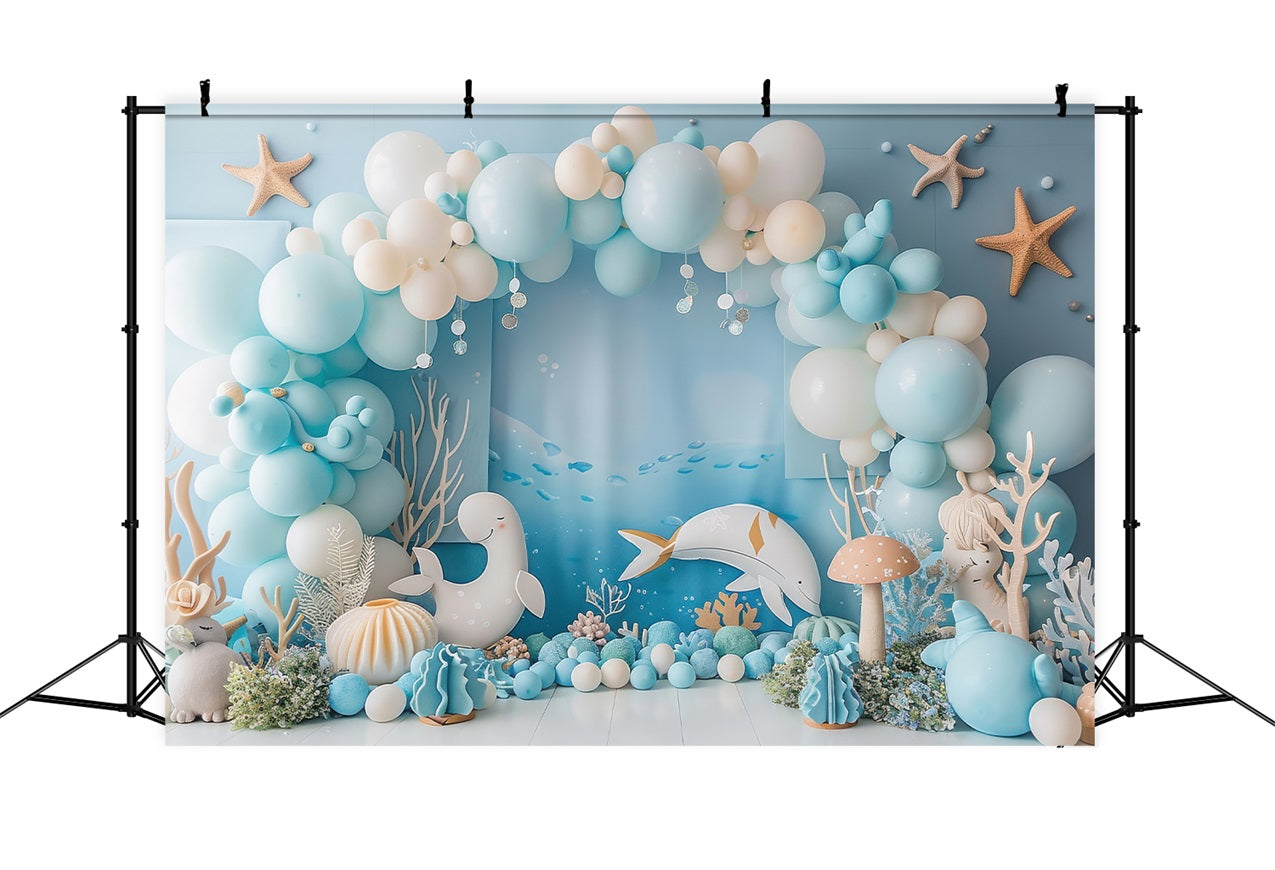 Backdrop Mermaid Sea Creature Blue Balloon Arch Backdrop BRP12-92