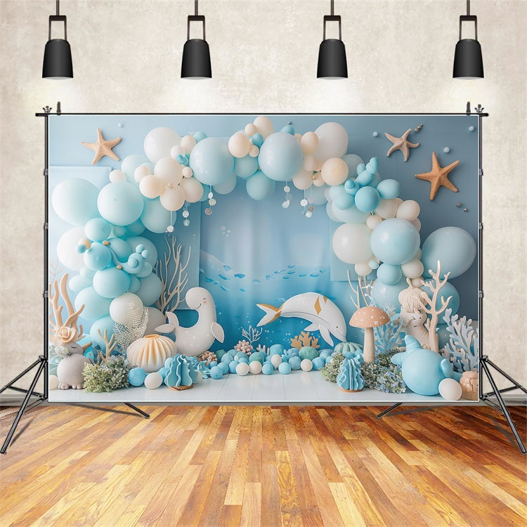 Backdrop Mermaid Sea Creature Blue Balloon Arch Backdrop BRP12-92