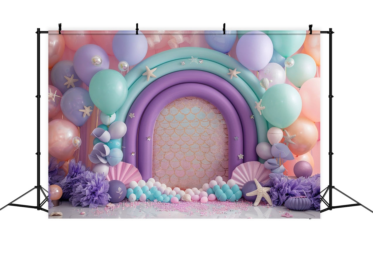 Mermaid Photography Backdrop Magical Purple Balloon Arch Backdrop BRP12-93