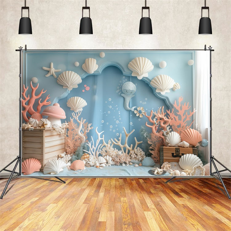 Mermaid Backdrop Enchanting Sea Life Blue Arch Backdrop BRP12-96