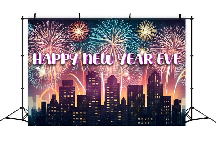 New Year's Eve Photo Backdrop Cityscape Fireworks Backdrop BRP12-99