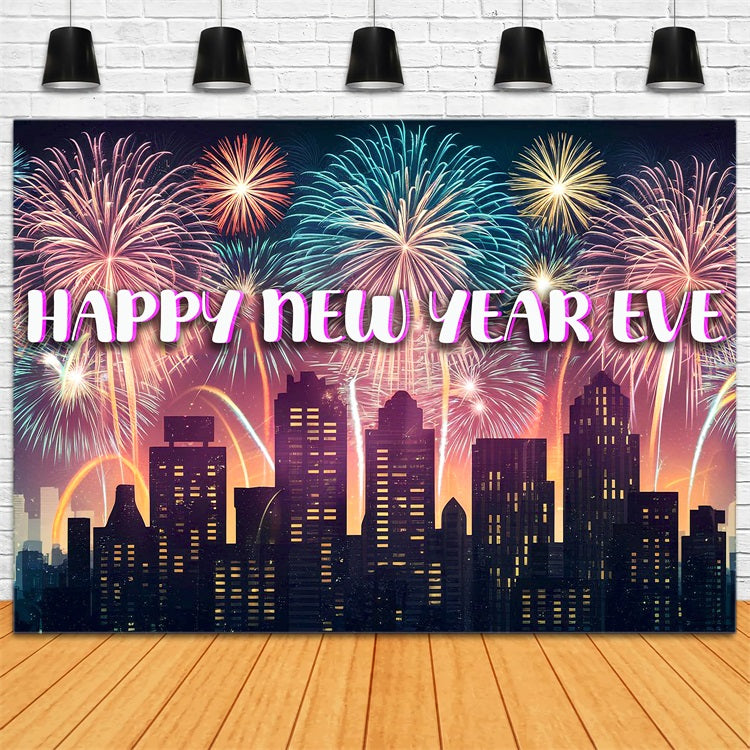 New Year's Eve Photo Backdrop Cityscape Fireworks Backdrop BRP12-99