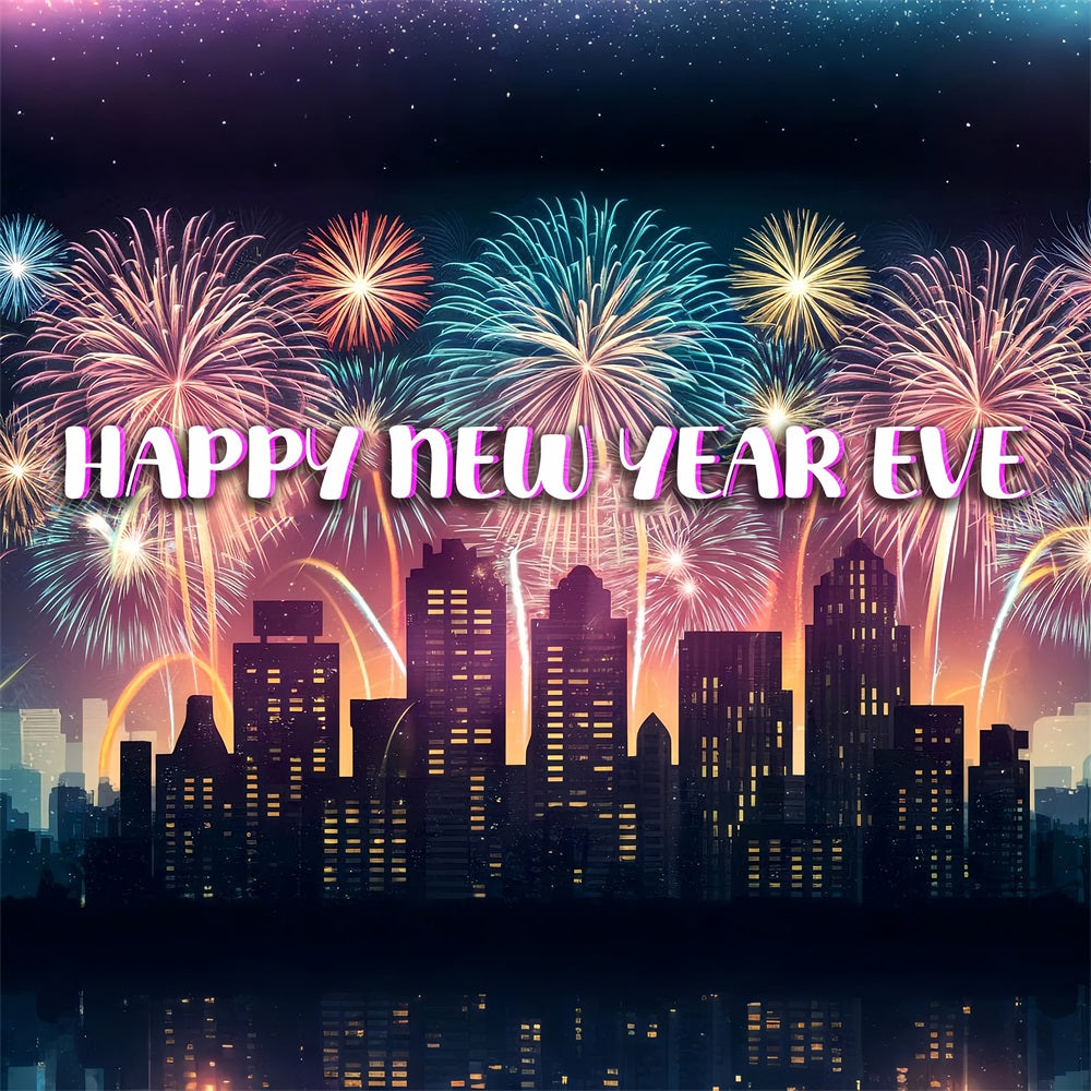 New Year's Eve Photo Backdrop Cityscape Fireworks Backdrop BRP12-99