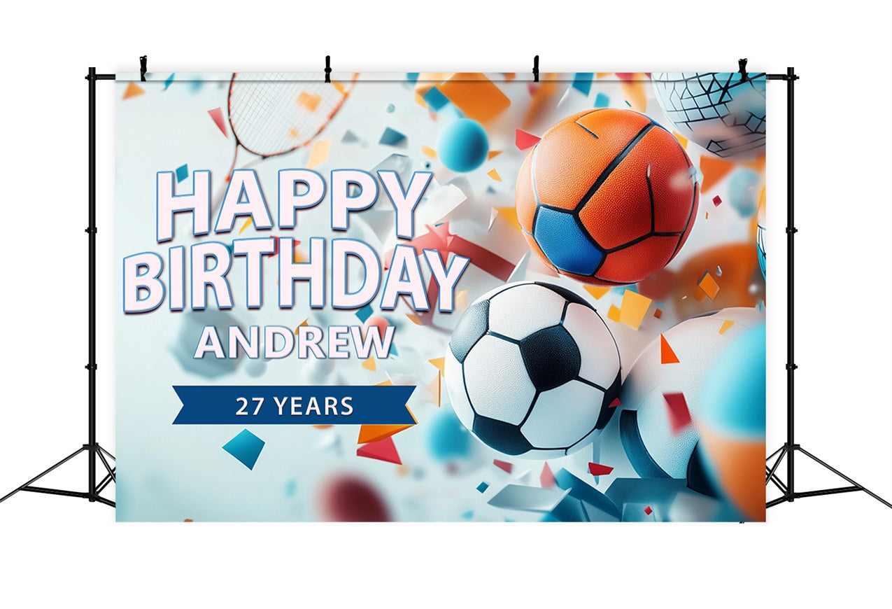 Custom Backdrops For Birthdays Sports Mania Celebration Backdrop BRP2-102