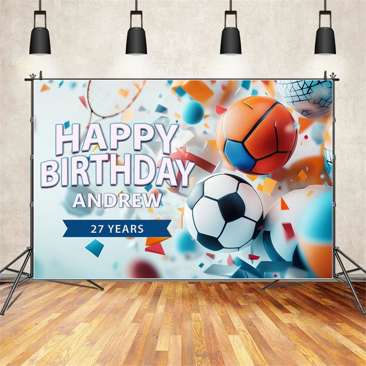 Custom Backdrops For Birthdays Sports Mania Celebration Backdrop BRP2-102