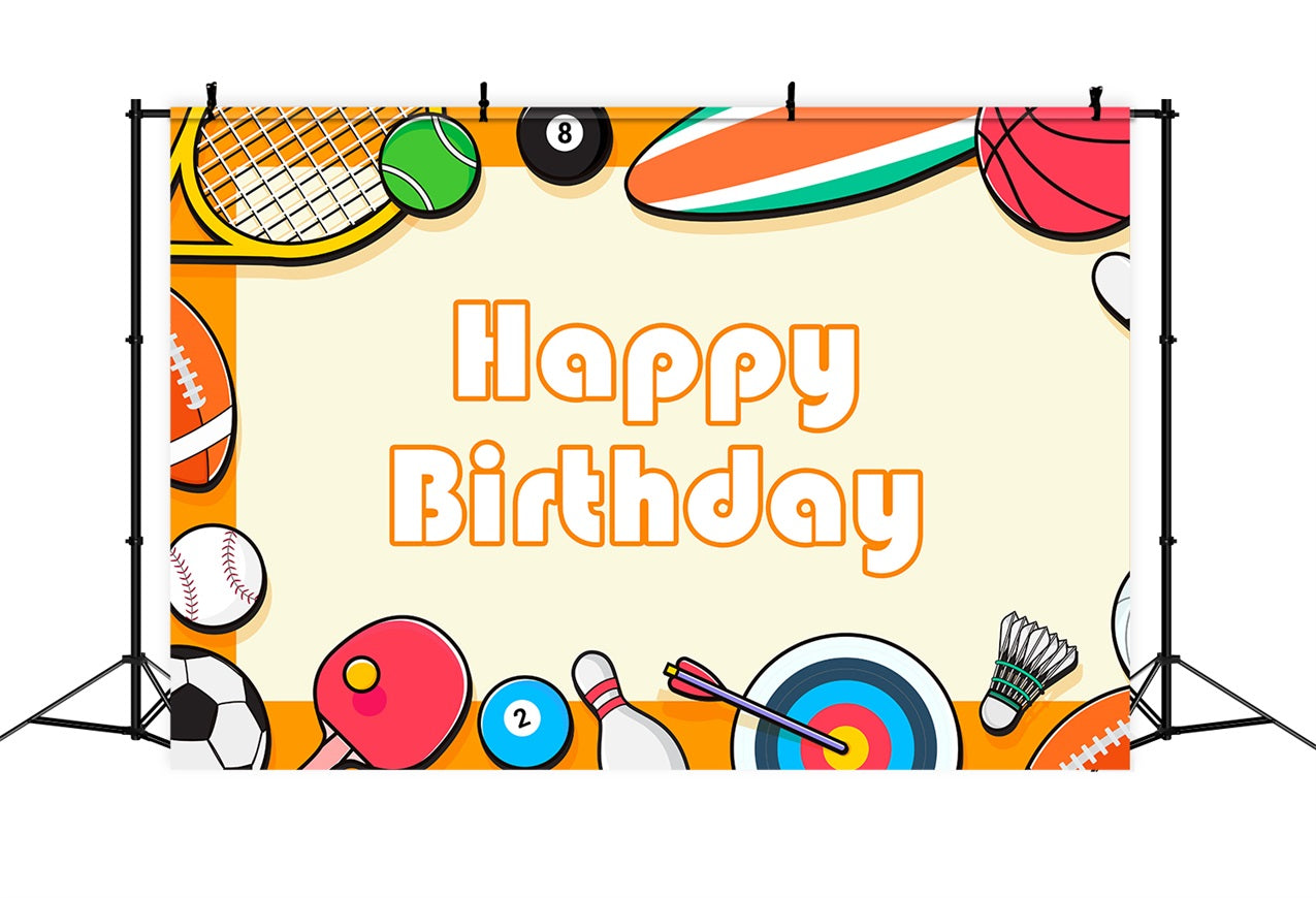 Customized Birthday Backdrops Cartoon Sports Theme Backdrop BRP2-103