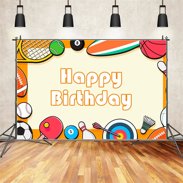 Customized Birthday Backdrops Cartoon Sports Theme Backdrop BRP2-103