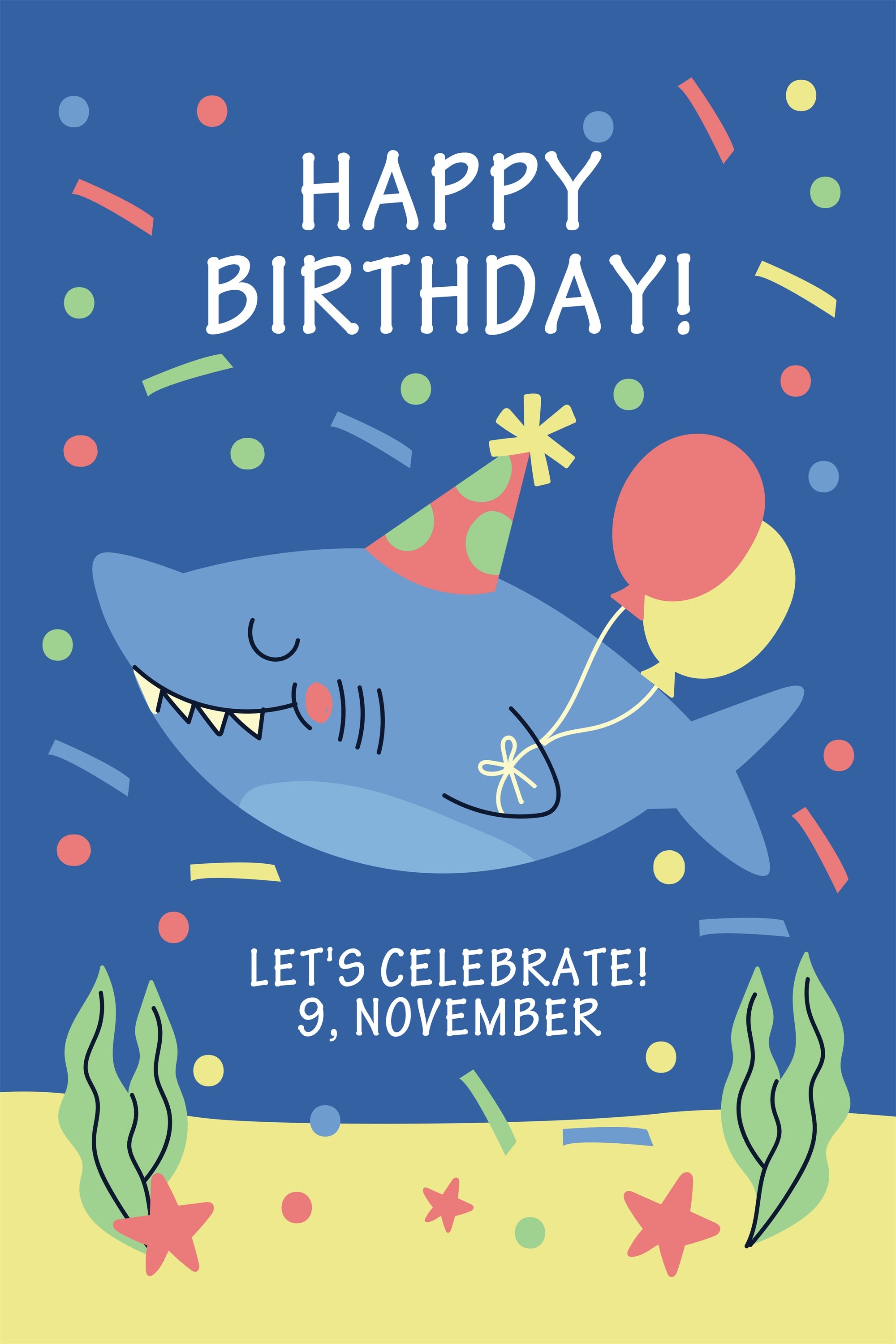 Customised Birthday Backdrop Smiling Shark Photography Backdrop BRP2-106