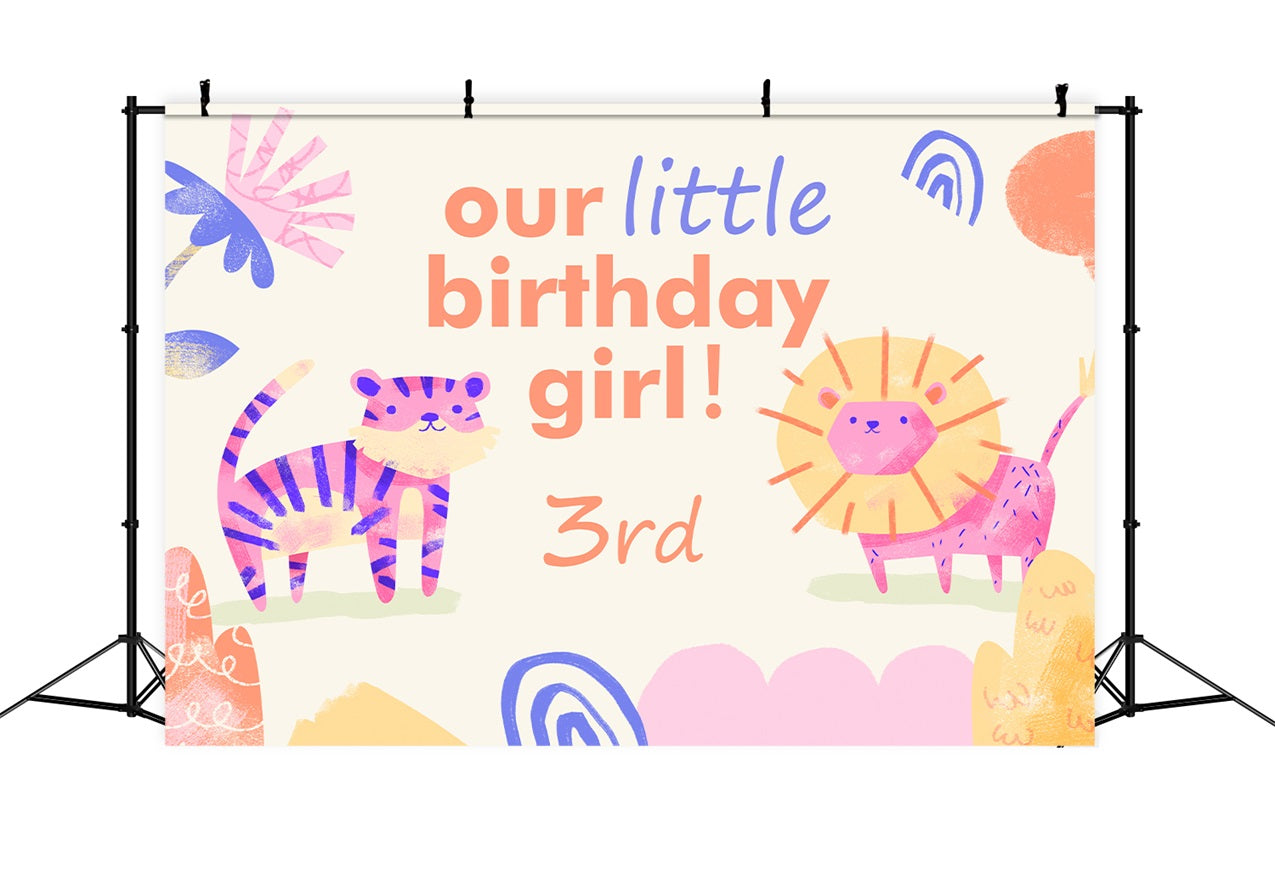 Customized Backdrop For Birthday Cute Jungle Friends Backdrop BRP2-109