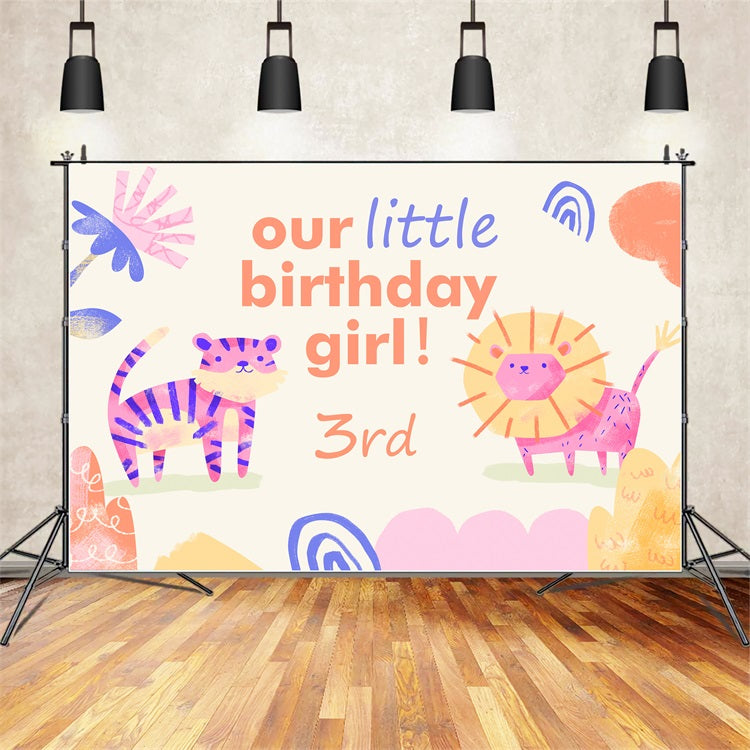 Customized Backdrop For Birthday Cute Jungle Friends Backdrop BRP2-109