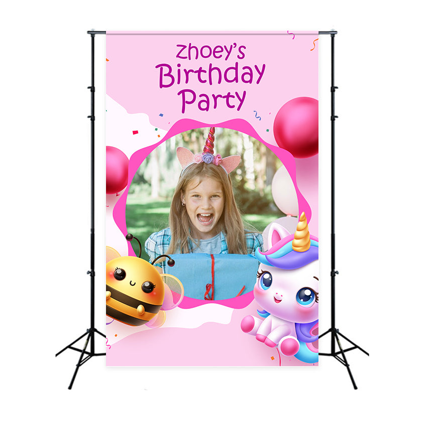 Custom Birthday Backdrop Cute Unicorn Friends Party Backdrop BRP2-117