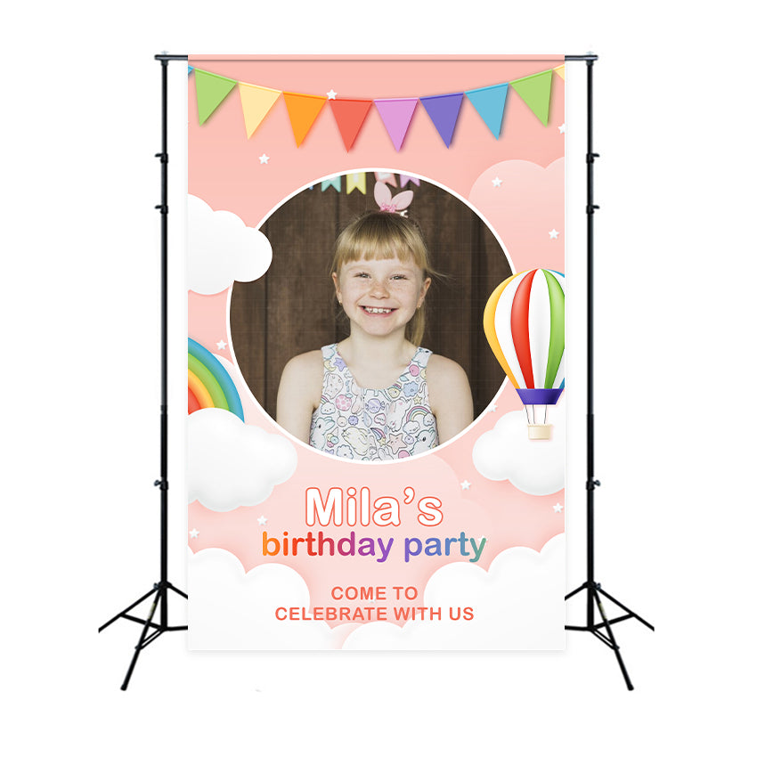 Custom Birthday Party Backdrop Sky Balloon Celebration Backdrop BRP2-118