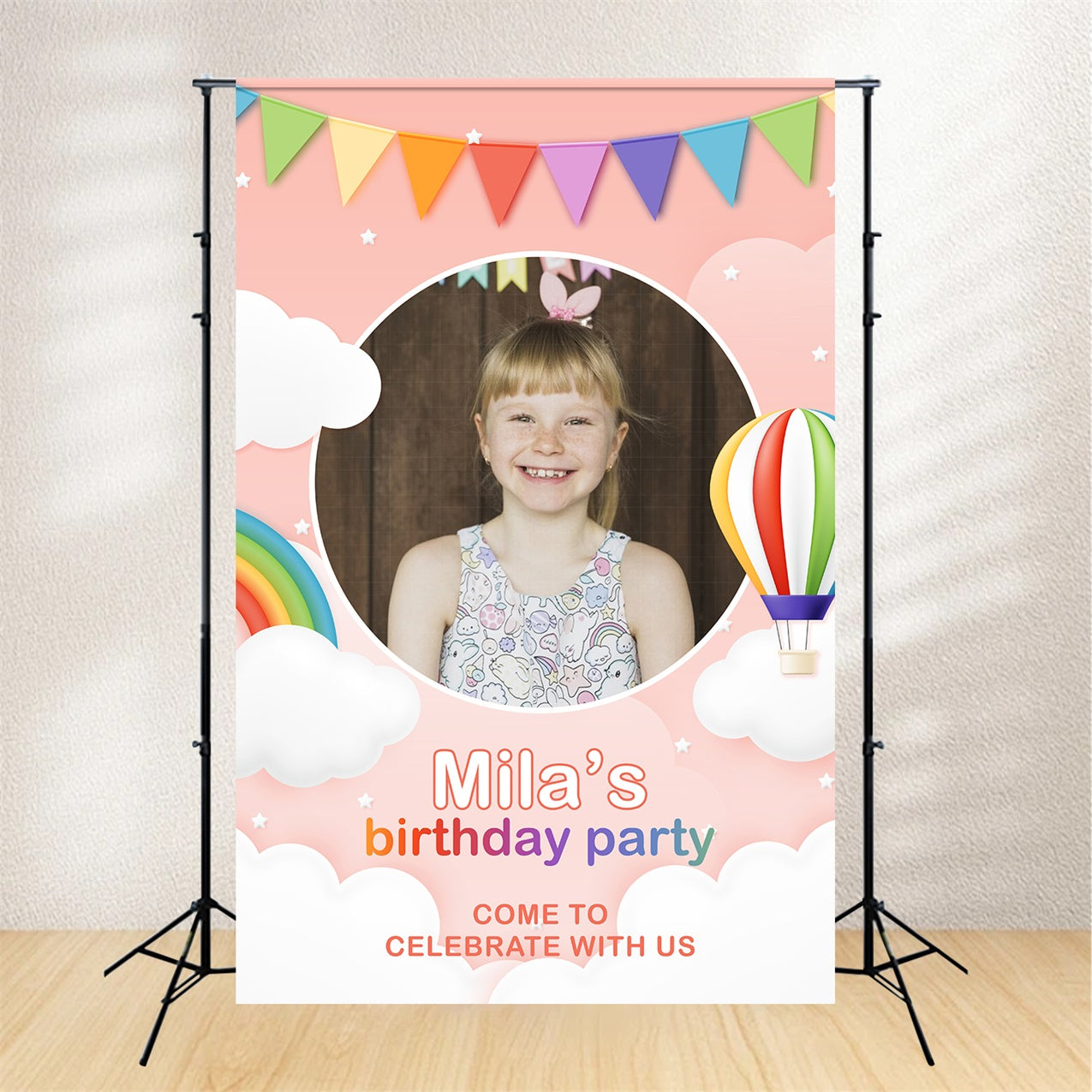 Custom Birthday Party Backdrop Sky Balloon Celebration Backdrop BRP2-118