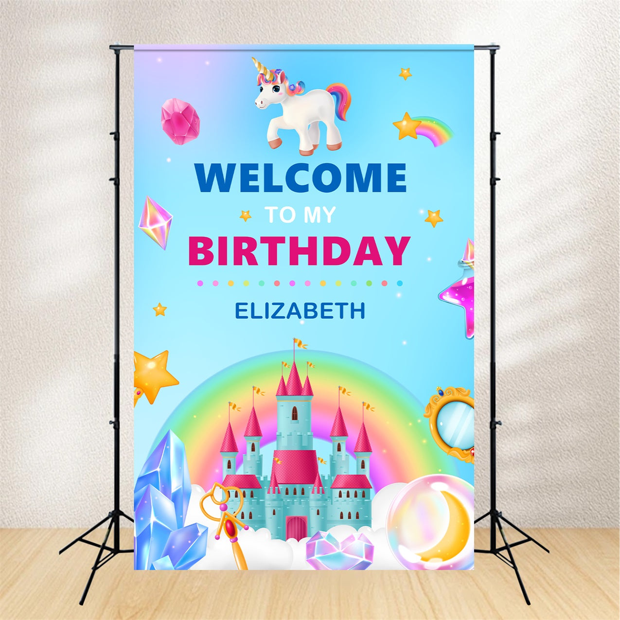 Customize Birthday Backdrop Magical Unicorn Castle Backdrop BRP2-119