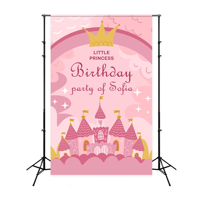 Custom Backdrop Birthday Pink Fairy Tale Castle Backdrop BRP2-120