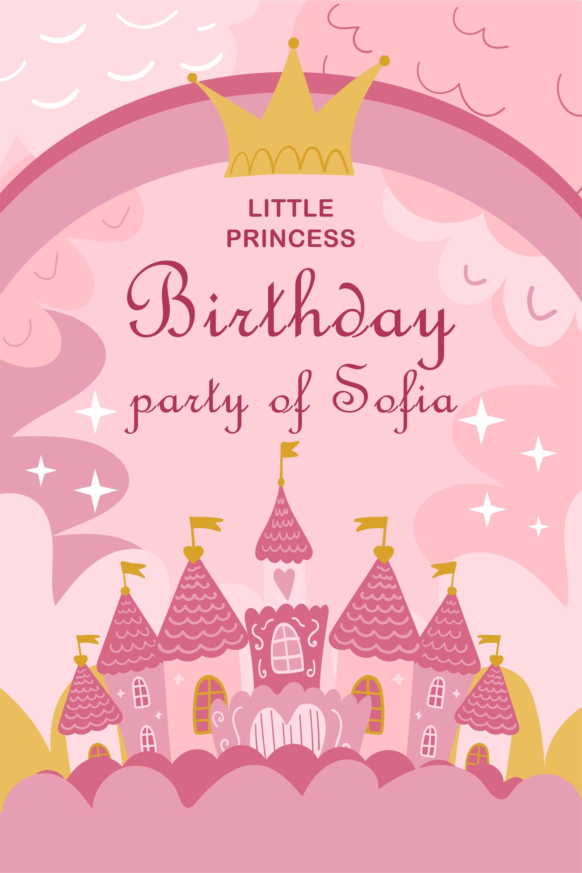 Custom Backdrop Birthday Pink Fairy Tale Castle Backdrop BRP2-120