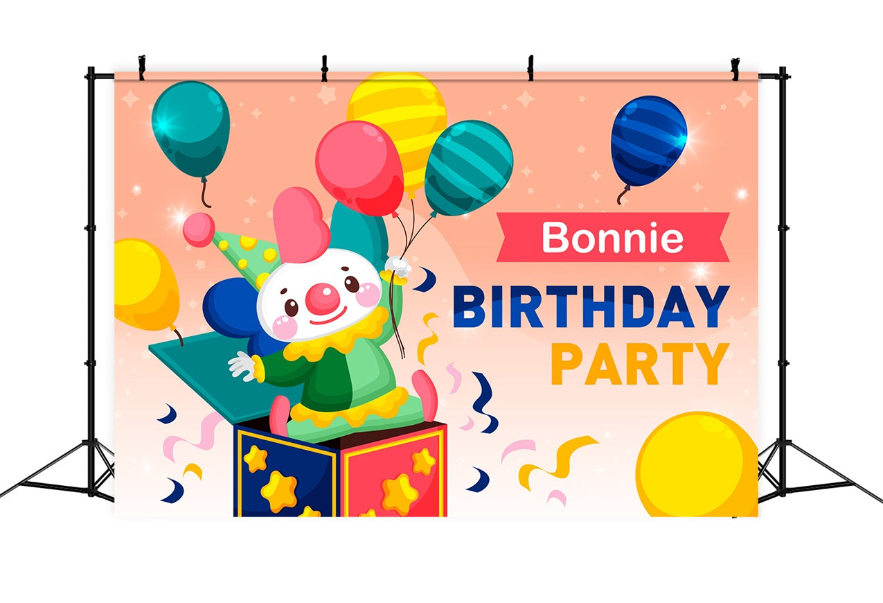 Custom Birthday Backdrops Clown Surprise Balloons Celebration Backdrop BRP2-129